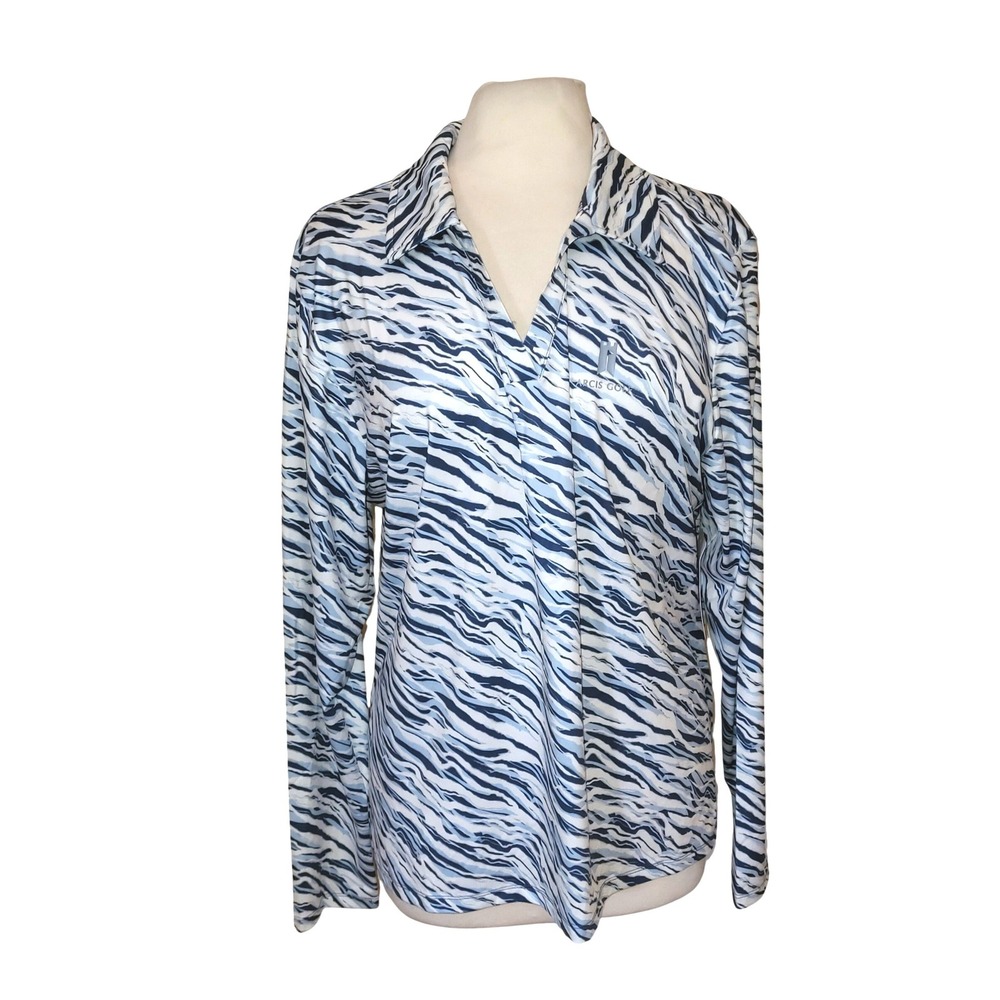 NWT Arcis Golf Blue Camo Pattern Sun Shirt Polo Moisture Wick UPF 50+ 2XL